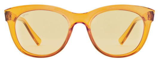 Front View of SPY Optics Boundless Unisex Cat Eye Designer Sunglass Orange Crystal/Yellow 53mm