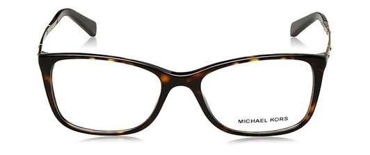 Front View of Michael Kors MK4016 Designer Reading Eye Glasses with Custom Cut Powered Lenses in Brown Tortoise Havana Antique Gold Ladies Cat Eye Full Rim Acetate 53 mm