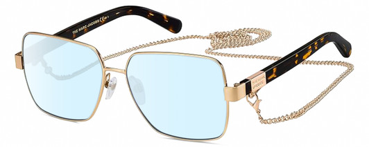 Profile View of Marc Jacobs MARC495S Designer Blue Light Blocking Eyeglasses in Gold Copper Tortoise Havana Ladies Hexagonal Full Rim Metal 58 mm