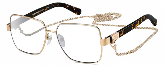 Profile View of Marc Jacobs MARC495S Designer Blue Light Blocking Eyeglasses in Gold Copper Tortoise Havana Ladies Hexagonal Full Rim Metal 58 mm