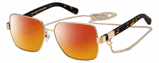 Profile View of Marc Jacobs MARC495S Designer Polarized Sunglasses with Custom Cut Red Mirror Lenses in Gold Copper Tortoise Havana Ladies Hexagonal Full Rim Metal 58 mm