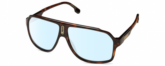 Profile View of CARRERA 1030/S Designer Blue Light Blocking Eyeglasses in Havana Tortoise Brown Gold Unisex Rectangular Full Rim Acetate 62 mm