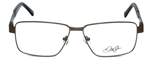 Front View of Dale Earnhardt, Jr. DJ6816 Designer Bi-Focal Prescription Rx Eyeglasses in Satin GunMetal Silver Black Unisex Rectangular Full Rim Stainless Steel 60 mm