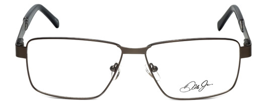 Front View of Dale Earnhardt, Jr. DJ6816 Designer Progressive Lens Prescription Rx Eyeglasses in Satin GunMetal Silver Black Unisex Rectangular Full Rim Stainless Steel 60 mm