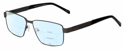 Profile View of Dale Earnhardt, Jr. DJ6816 Designer Progressive Lens Blue Light Blocking Eyeglasses in Satin GunMetal Silver Black Unisex Rectangular Full Rim Stainless Steel 60 mm