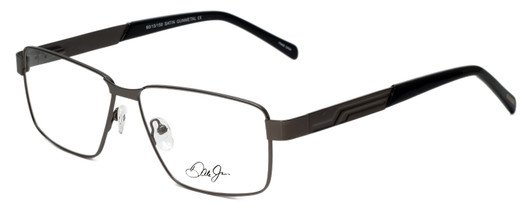 Profile View of Dale Earnhardt, Jr. DJ6816 Designer Progressive Lens Blue Light Blocking Eyeglasses in Satin GunMetal Silver Black Unisex Rectangular Full Rim Stainless Steel 60 mm