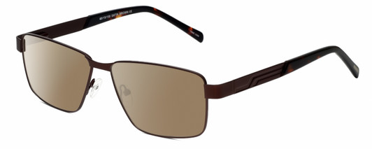Profile View of Dale Earnhardt, Jr. DJ6816 Designer Polarized Sunglasses with Custom Cut Amber Brown Lenses in Satin Brown Unisex Rectangular Full Rim Stainless Steel 60 mm