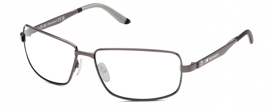 Profile View of BMW BS0016 Designer Blue Light Blocking Eyeglasses in Gunmetal Black Grey Mens Rectangular Full Rim Metal 62 mm