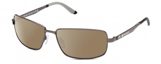 Profile View of BMW BS0016 Designer Polarized Sunglasses with Custom Cut Amber Brown Lenses in Gunmetal Black Grey Mens Rectangular Full Rim Metal 62 mm