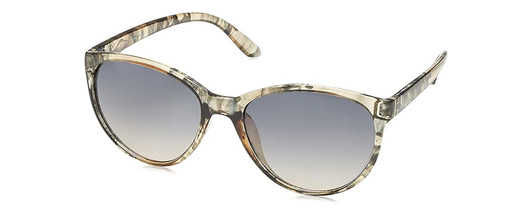 Profile View of Skechers SE6059 Womens Cat Eye Sunglasses in Clear Yellow Grey Crystal/Blue 57mm