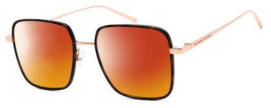 Profile View of Marc Jacobs 477/S Designer Polarized Sunglasses with Custom Cut Red Mirror Lenses in Tortoise Havana Rose Gold Unisex Square Full Rim Metal 51 mm