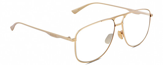 Profile View of Gucci GG0336S Designer Reading Eye Glasses in Gold Unisex Square Full Rim Metal 60 mm