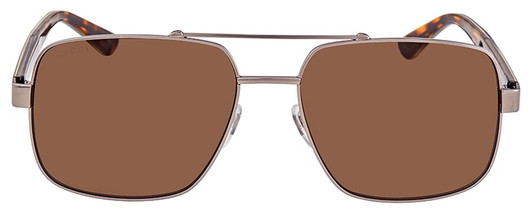 Front View of Gucci GG0529S Unisex Sunglasses in Ruthenium Silver Tortoise/Brown Gradient 60mm