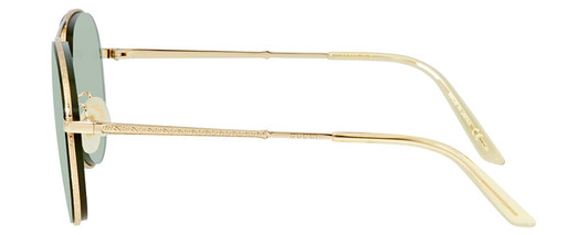 Side View of Gucci GG0356S Unisex Aviator Designer Sunglasses Gold Yellow Crystal/Green 59 mm