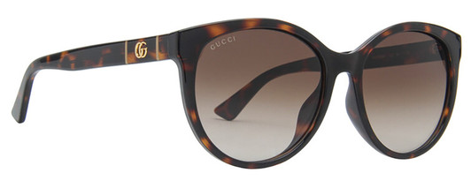 Profile View of Gucci GG0636SK Womens Round Sunglasses Tortoise Havana Gold/Brown Gradient 56 mm