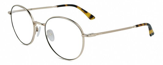 Profile View of Calvin Klein CK21127S Designer Progressive Lens Blue Light Blocking Eyeglasses in Gold Tortoise Havana Unisex Round Full Rim Metal 54 mm