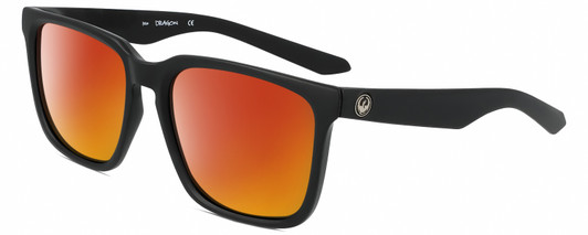 Profile View of Dragon Alliance DR BAILE XL LL Mick Fanning Signature Collection Designer Polarized Sunglasses with Custom Cut Red Mirror Lenses in Matte Black Unisex Square Full Rim Acetate 58 mm