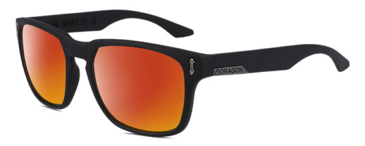 Profile View of Dragon Alliance DR MONARCH XL LL MI Designer Polarized Sunglasses with Custom Cut Red Mirror Lenses in Matte Black Unisex Square Full Rim Acetate 58 mm