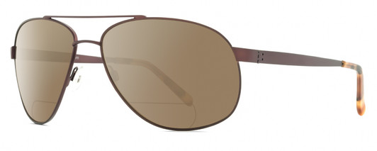 Profile View of Reptile Gladiator Designer Polarized Reading Sunglasses with Custom Cut Powered Amber Brown Lenses in Matte Espresso Tortoise Unisex Pilot Full Rim Metal 62 mm