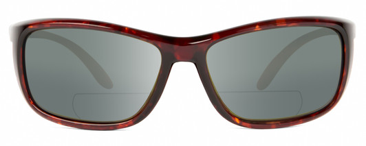 Profile View of Reptile Whiptail Designer Polarized Reading Sunglasses with Custom Cut Powered Smoke Grey Lenses in Gloss Tortoise Havana Unisex Cat Eye Full Rim Acetate 64 mm