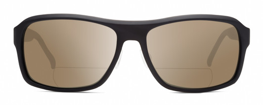 Profile View of Reptile Hawksbill Designer Polarized Reading Sunglasses with Custom Cut Powered Amber Brown Lenses in Matte Black Unisex Rectangular Full Rim Acetate 58 mm