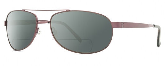Profile View of Reptile Highlands Designer Polarized Reading Sunglasses with Custom Cut Powered Smoke Grey Lenses in Espresso Dark Brown Unisex Pilot Full Rim Metal 61 mm