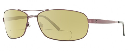 Profile View of Reptile Pecos Designer Polarized Reading Sunglasses with Custom Cut Powered Sun Flower Yellow Lenses in Espresso Dark Brown Mens Pilot Full Rim Metal 67 mm