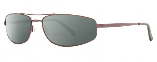 Profile View of Reptile Sierra Designer Polarized Reading Sunglasses with Custom Cut Powered Smoke Grey Lenses in Espresso Dark Brown Unisex Pilot Full Rim Metal 60 mm