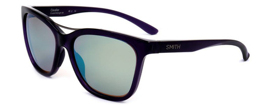 Profile View of Smith Optics Cavalier Cateye Sunglass Purple Crystal/Chromapop Green Mirror 55mm