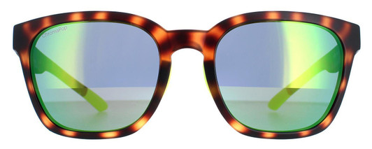 Front View of Smith Optics Founder Unisex Sunglass Tortoise Havana/Chromapop Green Mirror 55mm
