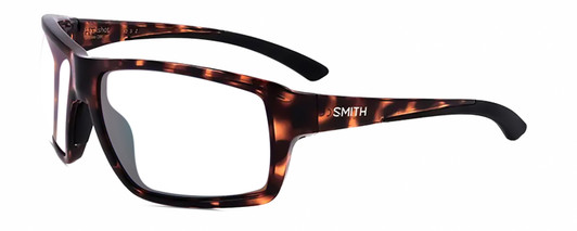 Profile View of Smith Optics Hookshot-086 Designer Reading Eye Glasses in Gloss Tortoise Havana Brown Satin Black Unisex Rectangular Full Rim Acetate 62 mm