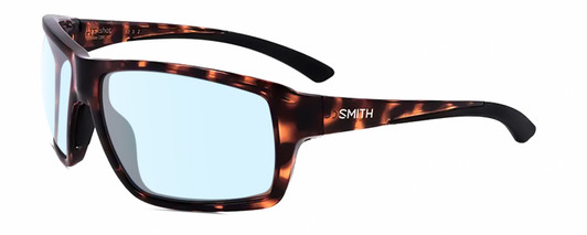 Profile View of Smith Optics Hookshot-086 Designer Blue Light Blocking Eyeglasses in Gloss Tortoise Havana Brown Satin Black Unisex Rectangular Full Rim Acetate 62 mm
