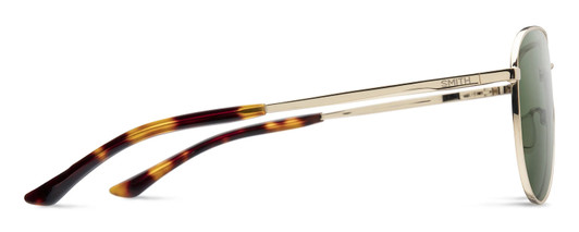 Side View of Smith Optics Layback-J5G Unisex Aviator Sunglasses Gold Tortoise/Grey Green 60mm