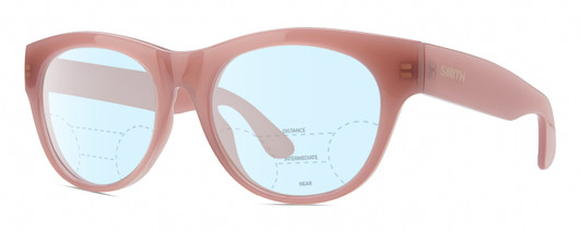 Profile View of Smith Optics Sophisticate-F45 Designer Progressive Lens Blue Light Blocking Eyeglasses in Mauve Purple Crystal Ladies Round Full Rim Acetate 54 mm