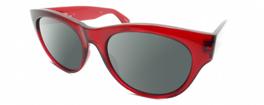 Profile View of Smith Optics Sophisticate-IMM Designer Polarized Sunglasses with Custom Cut Smoke Grey Lenses in Crystal Deep Maroon Red Ladies Round Full Rim Acetate 54 mm