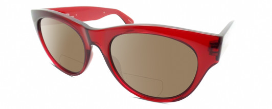 Profile View of Smith Optics Sophisticate-IMM Designer Polarized Reading Sunglasses with Custom Cut Powered Amber Brown Lenses in Crystal Deep Maroon Red Ladies Round Full Rim Acetate 54 mm