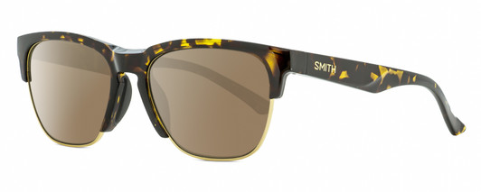 Profile View of Smith Optics Haywire-EPZ Designer Polarized Sunglasses with Custom Cut Amber Brown Lenses in Brown Tortoise Havana Crystal Gold Unisex Panthos Semi-Rimless Acetate 55 mm