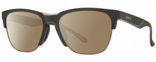 Profile View of Smith Optics Haywire-FRE Designer Polarized Sunglasses with Custom Cut Amber Brown Lenses in Matte Iron Grey Copper Unisex Panthos Semi-Rimless Acetate 55 mm
