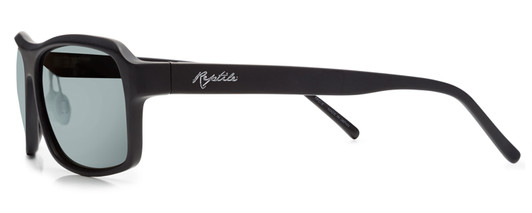 Front View of Reptile Hawksbill Unisex Rectangle Designer Polarized Sunglasses Black/Grey 58mm