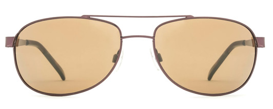 Front View of Reptile Highland Avaitor Designer Polarized Sunglasses Espresso/Amber Brown 61mm