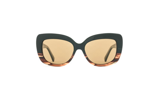 Front View of Reptile Liana Womens Butterfly Polarized Sunglasses in Black Tortoise/Amber 55mm