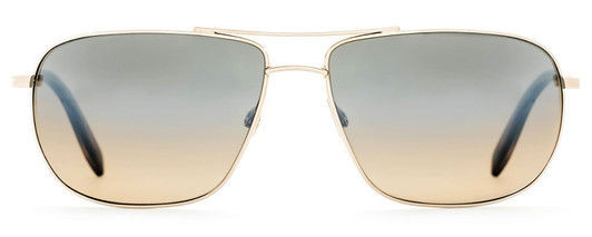 Front View of Reptile Terrapin Unisex Avaitor Polarized Sunglass Gold Plate/Grey Gradient 62mm