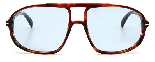 Front View of David Beckham Unisex Aviator Sunglasses Havana Tortoise/Blue Photochromatic 59mm