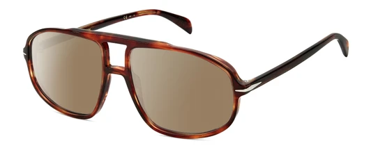 Profile View of David Beckham DB1000S Designer Polarized Sunglasses with Custom Cut Amber Brown Lenses in Red Brown Havana Tortoise Unisex Pilot Full Rim Acetate 59 mm