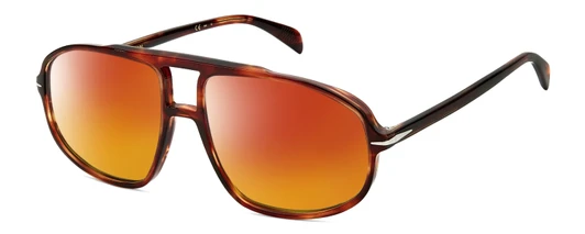 Profile View of David Beckham DB1000S Designer Polarized Sunglasses with Custom Cut Red Mirror Lenses in Red Brown Havana Tortoise Unisex Pilot Full Rim Acetate 59 mm