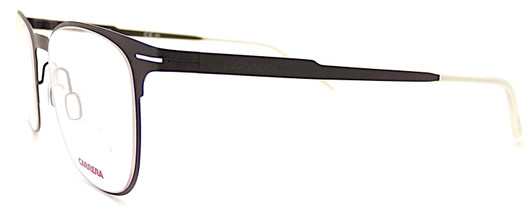 Side View of Carrera CA6660 Designer Bi-Focal Prescription Rx Eyeglasses in Matte Black Frosted Crystal Unisex Panthos Full Rim Stainless Steel 50 mm