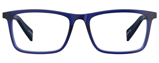 Front View of Levi's Seasonal LV1004 Unisex Rectangle Reading Glasses Crystal Royal Blue 53 mm