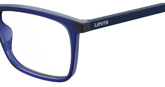 Side View of Levi's Seasonal LV1004 Unisex Rectangle Reading Glasses Crystal Royal Blue 53 mm