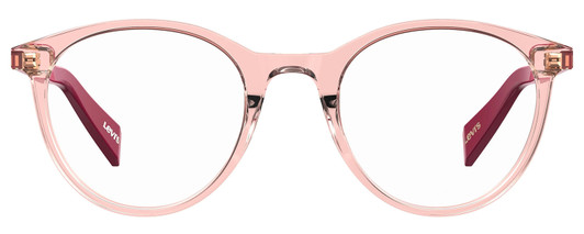 Front View of Levi's Seasonal LV1005 Designer Progressive Lens Prescription Rx Eyeglasses in Crystal Pink Plum Purple Ladies Round Full Rim Acetate 50 mm
