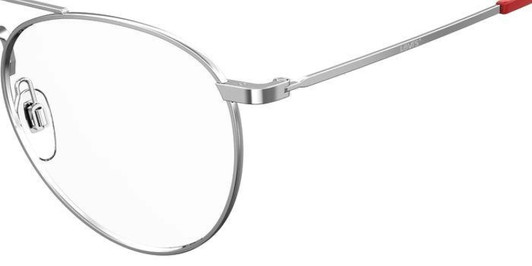 Side View of Levi's Seasonal LV1006 Unisex Aviator Reading Glasses Palladium Silver Red 52 mm
